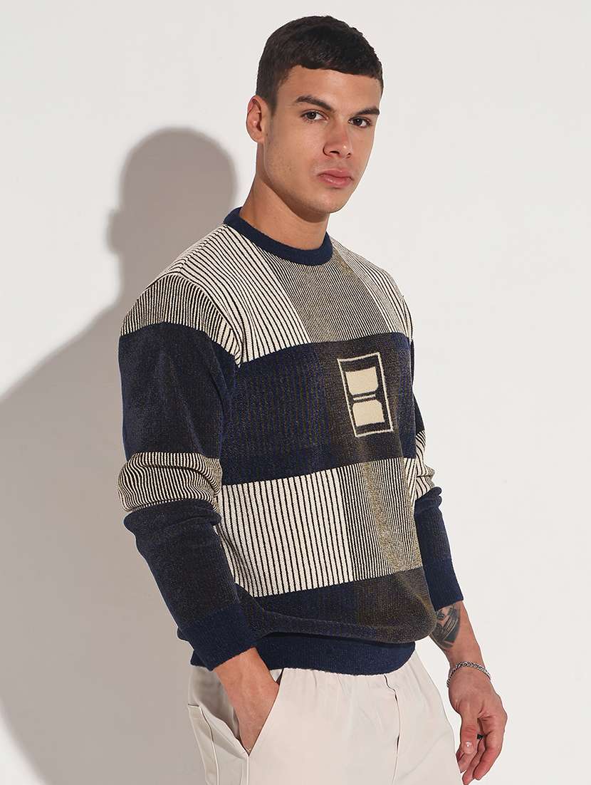 men striped long sleeve regular fit pullover - 22086041 -  Standard Image - 2