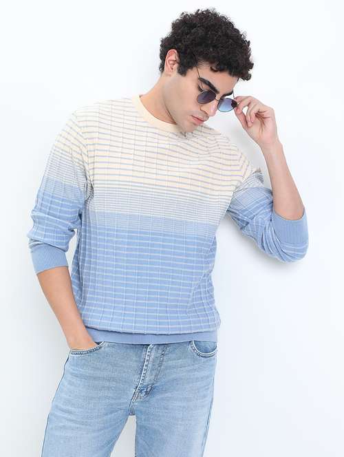 men ombre long sleeve regular fit pullover
