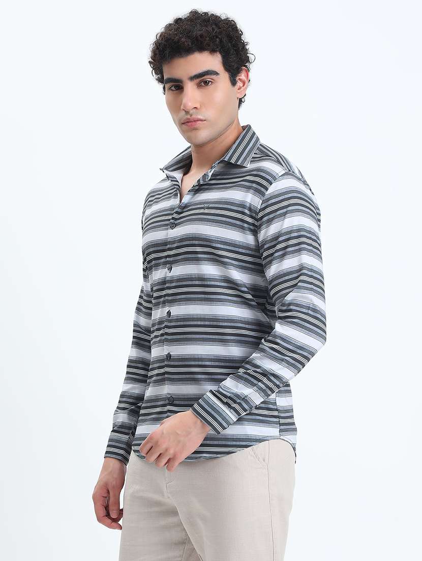 men striped long sleeve regular fit casual shirt - 22086050 -  Standard Image - 2