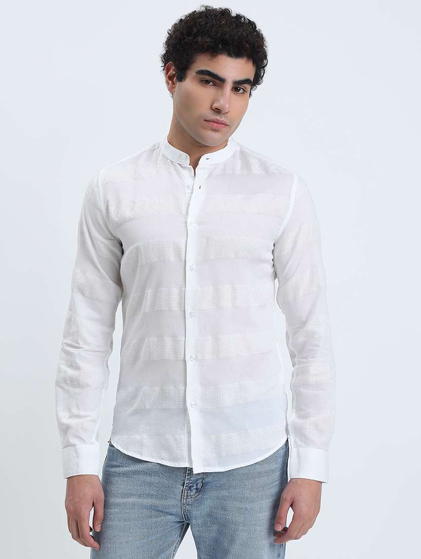 men striped long sleeve regular fit casual shirt - 22086052 -  Standard Image - 2