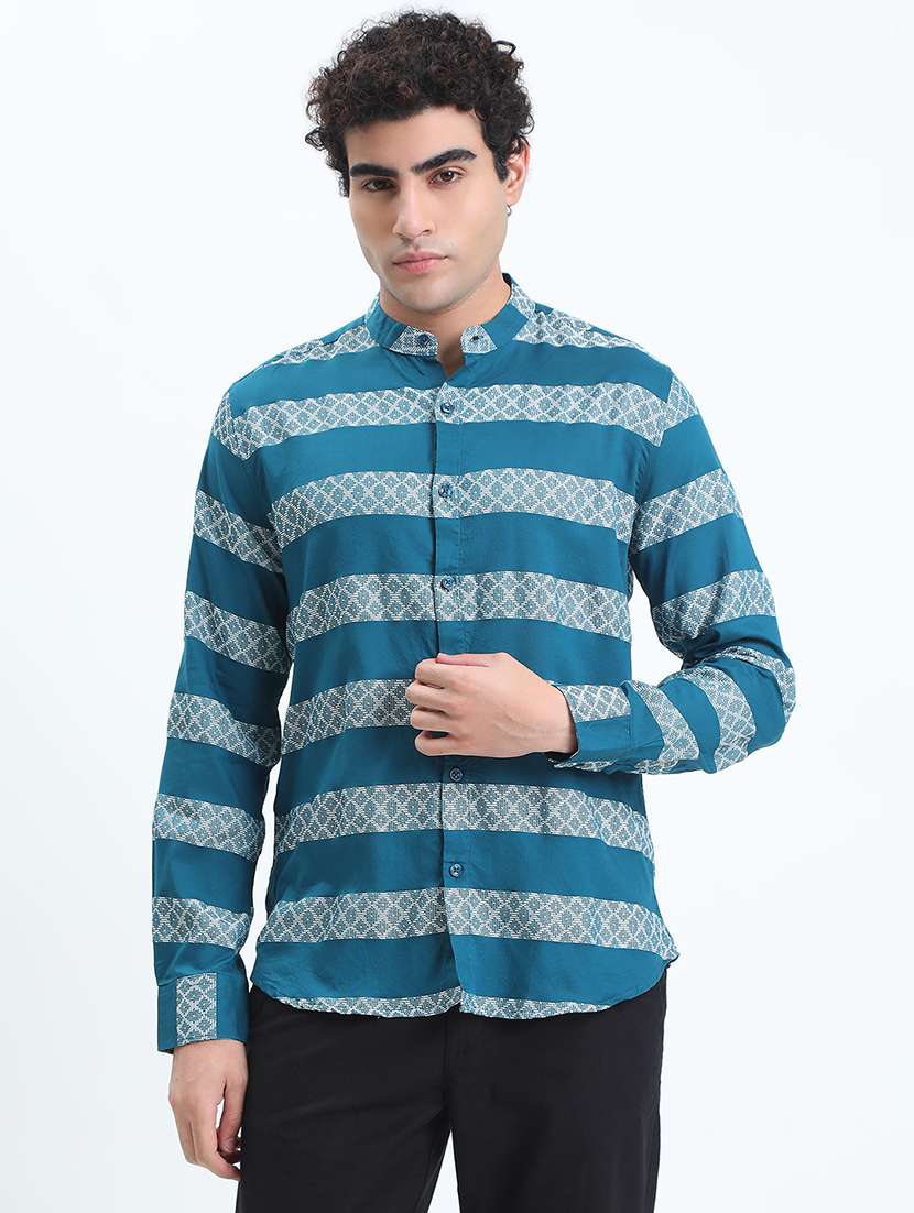 men striped long sleeve regular fit casual shirt - 22086053 -  Standard Image - 2