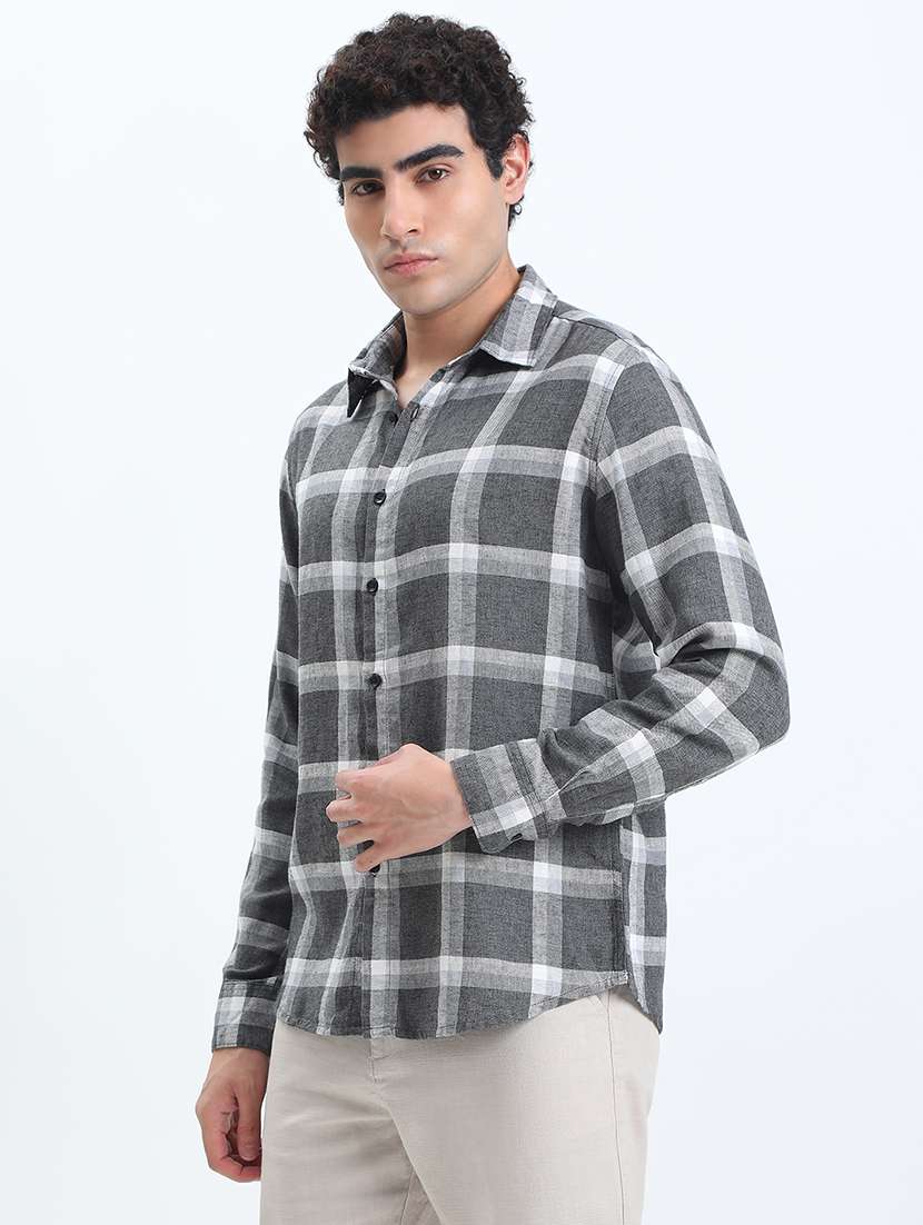 men checkered long sleeve regular fit casual shirt - 22086058 -  Standard Image - 2