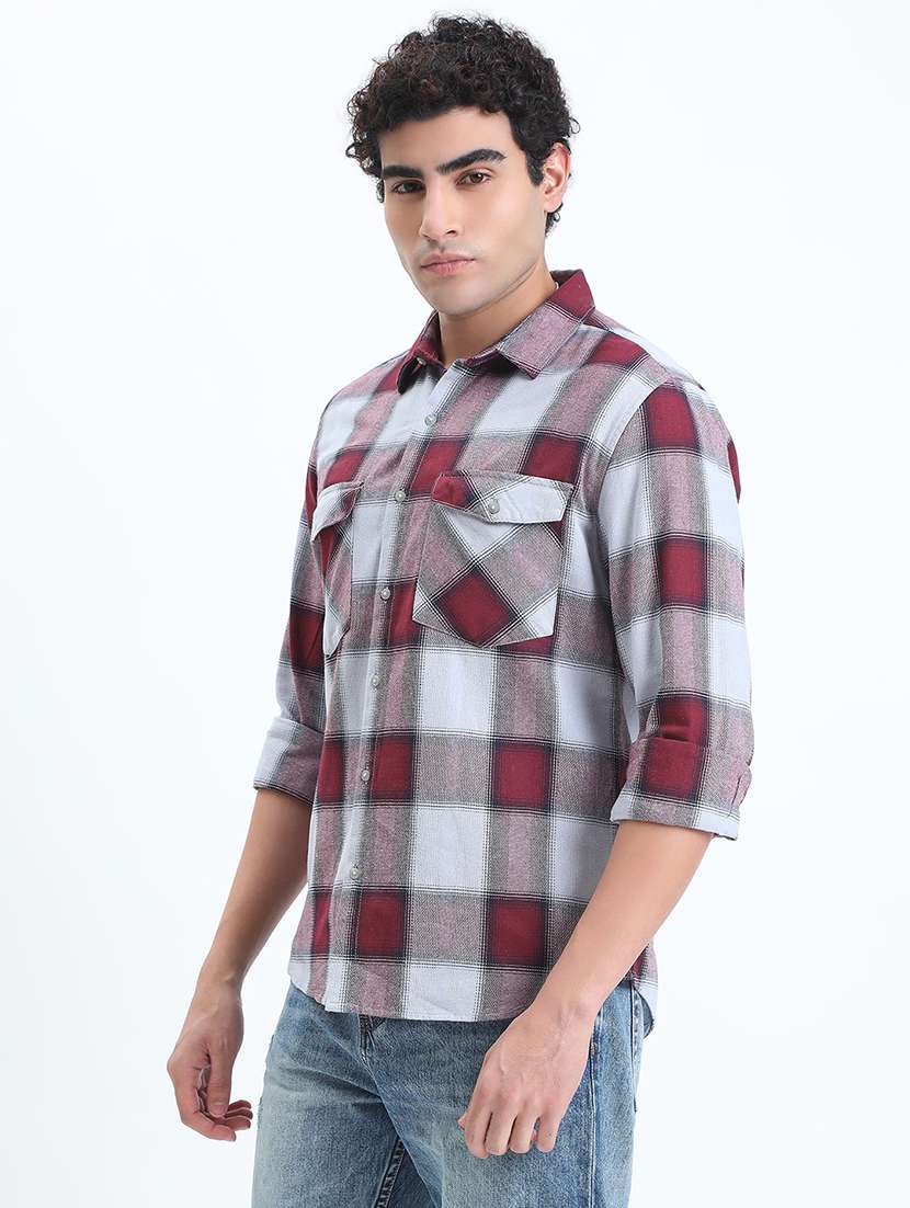 men checkered long sleeve regular fit casual shirt - 22086062 -  Standard Image - 2