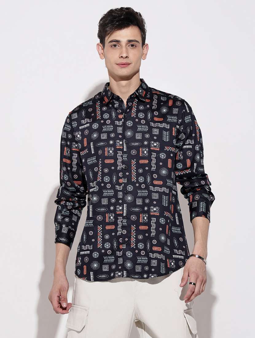 men printed long sleeve regular fit casual shirt - 22086069 -  Standard Image - 2