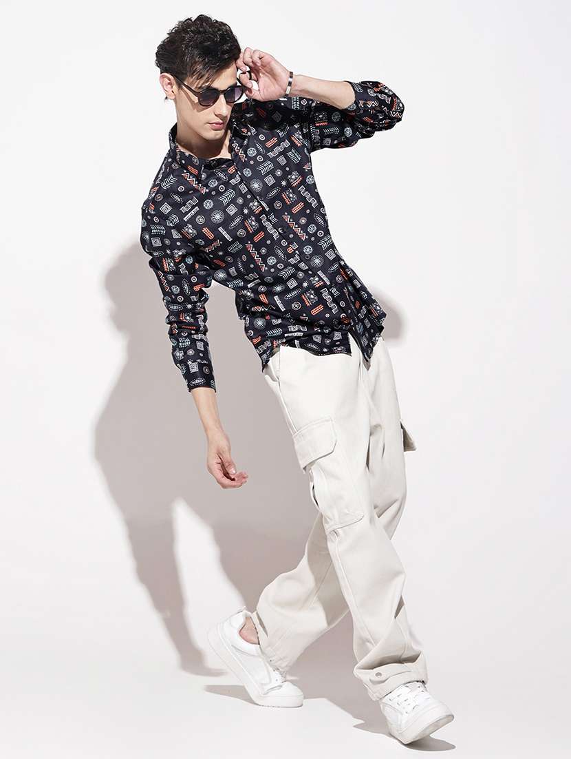 men printed long sleeve regular fit casual shirt - 22086069 -  Standard Image - 7