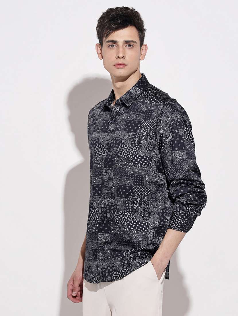 men printed long sleeve regular fit casual shirt - 22086072 -  Standard Image - 2