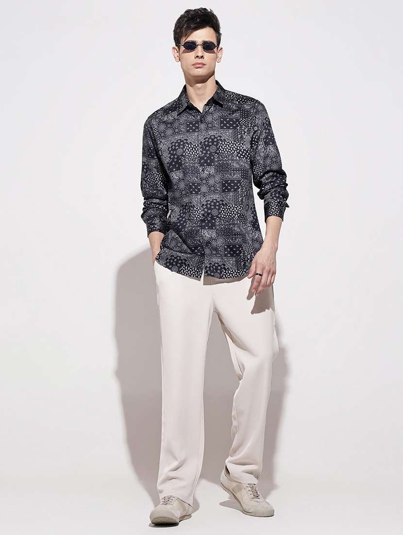 men printed long sleeve regular fit casual shirt - 22086072 -  Standard Image - 7