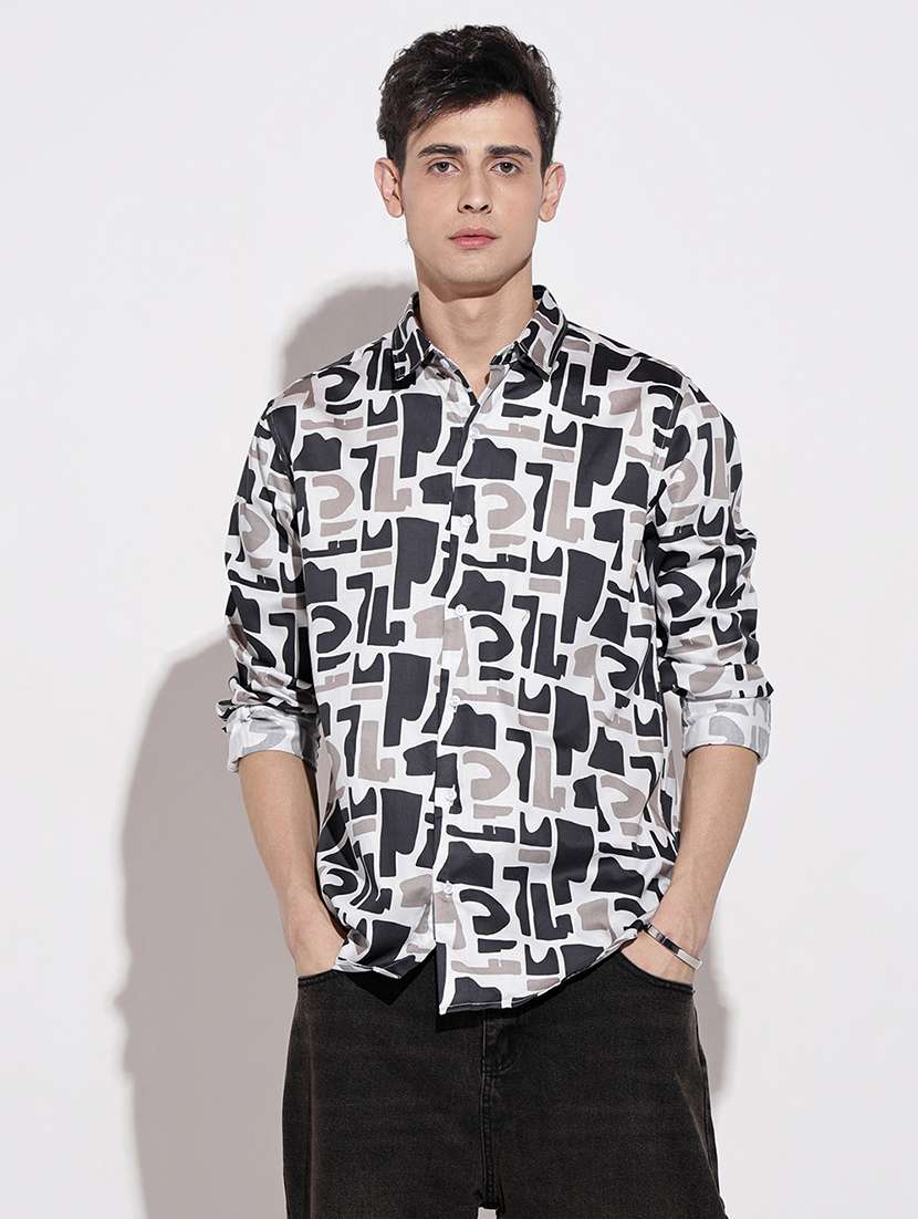 men printed long sleeve regular fit casual shirt - 22086074 -  Standard Image - 2