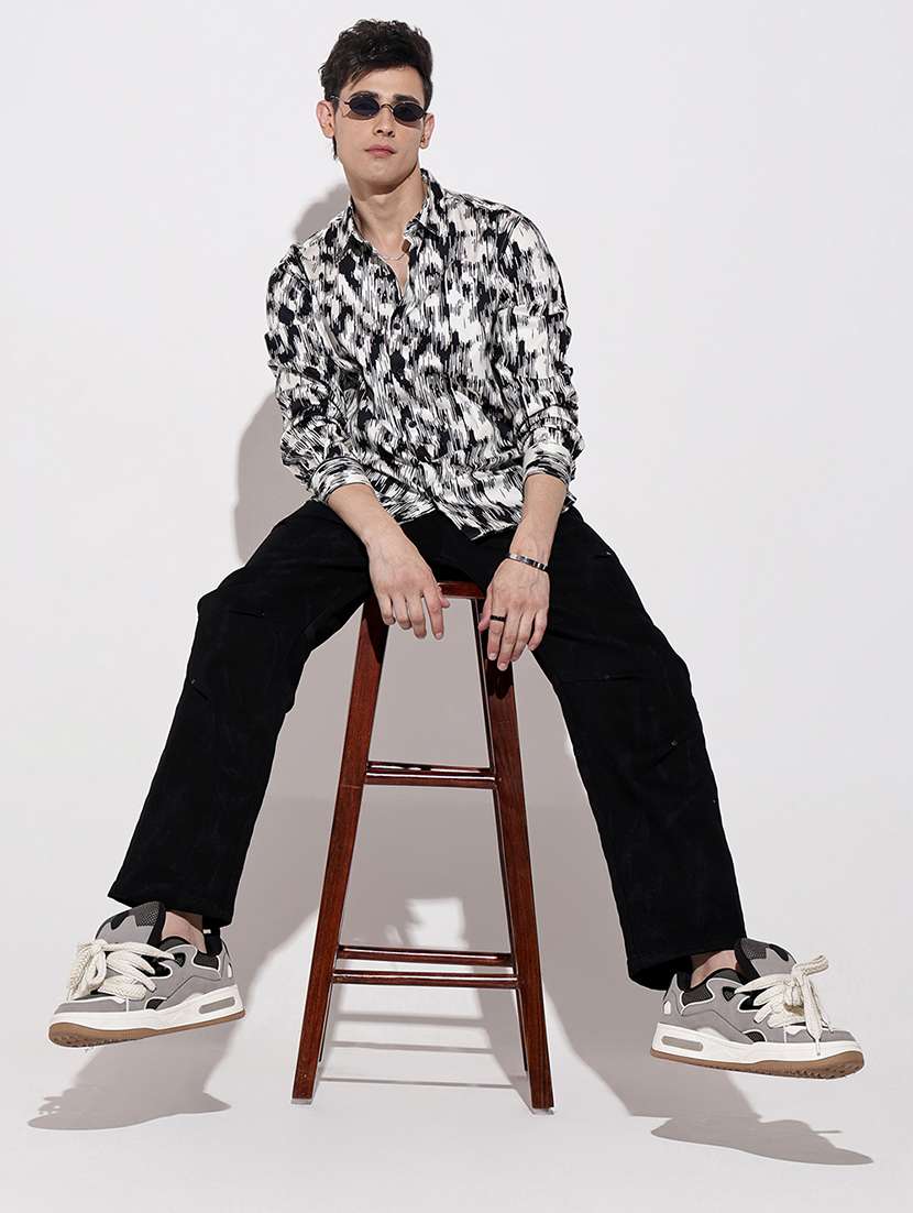 men printed long sleeve regular fit casual shirt - 22086075 -  Standard Image - 7