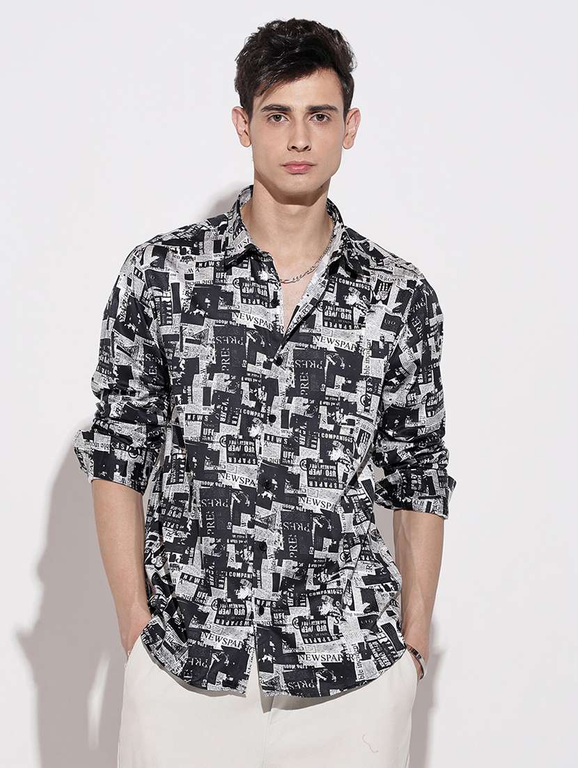 men printed long sleeve regular fit casual shirt - 22086076 -  Standard Image - 2