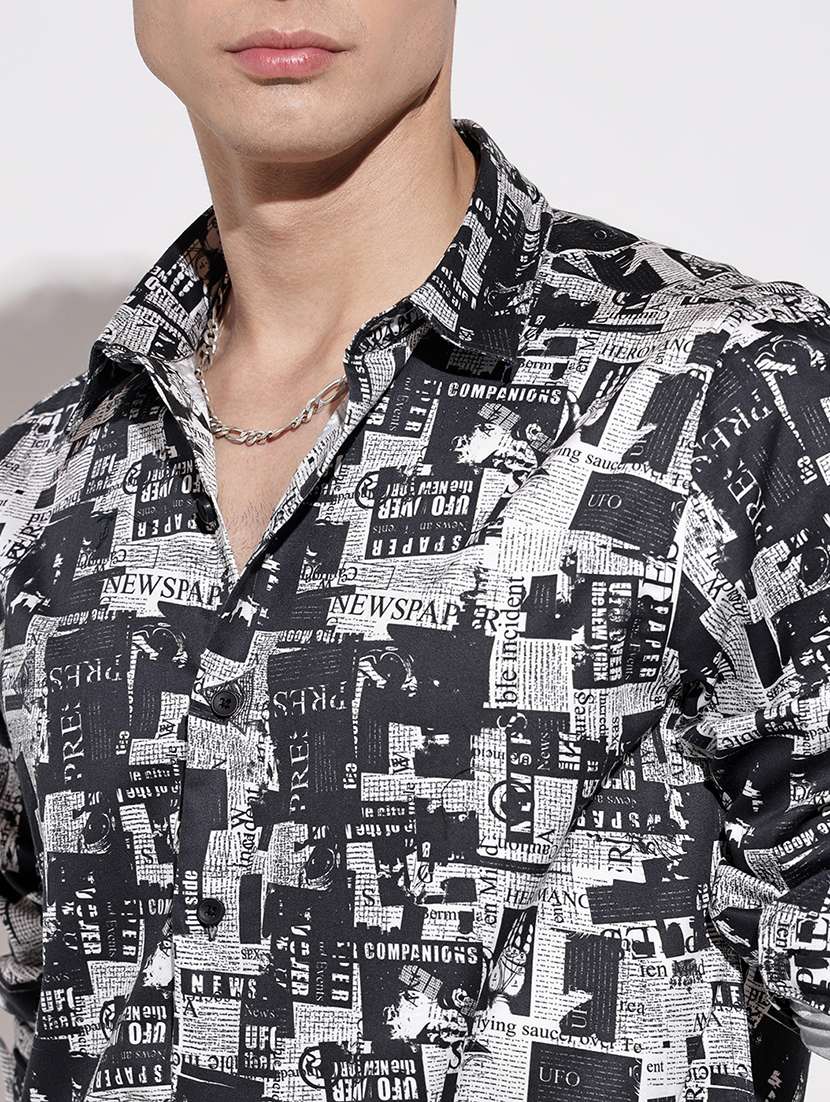 men printed long sleeve regular fit casual shirt - 22086076 -  Standard Image - 7