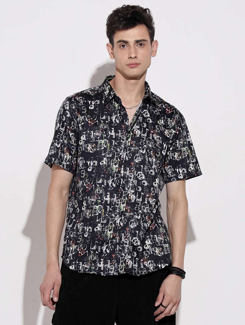 men printed short sleeve regular fit casual shirt - 22086077 -  Standard Image - 2