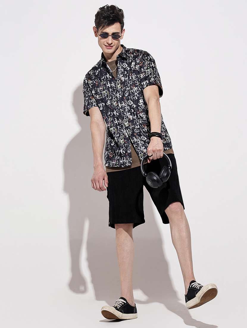 men printed short sleeve regular fit casual shirt - 22086077 -  Standard Image - 7