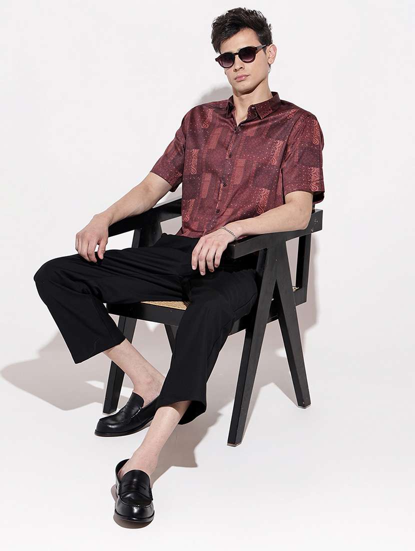 men printed short sleeve regular fit casual shirt - 22086078 -  Standard Image - 7