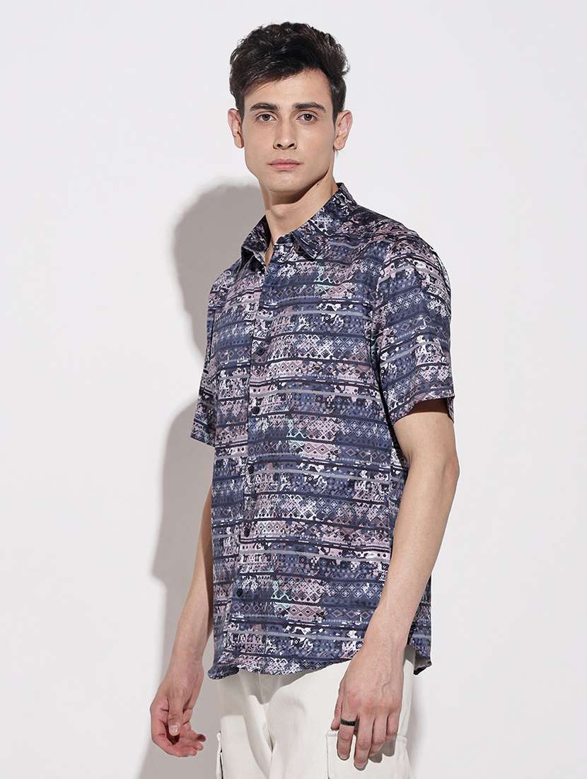 men printed short sleeve regular fit casual shirt - 22086079 -  Standard Image - 2