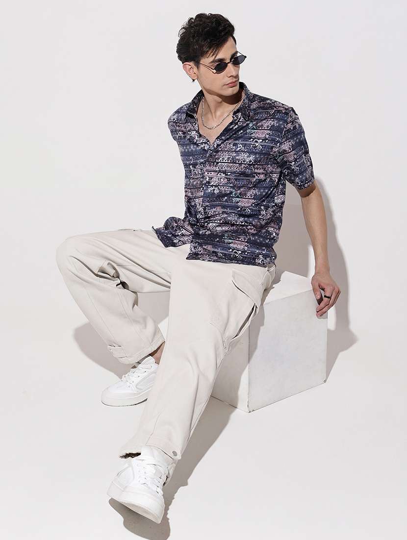 men printed short sleeve regular fit casual shirt - 22086079 -  Standard Image - 7