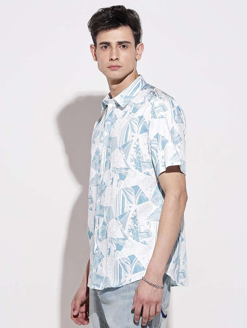 men printed short sleeve regular fit casual shirt - 22086081 -  Standard Image - 2