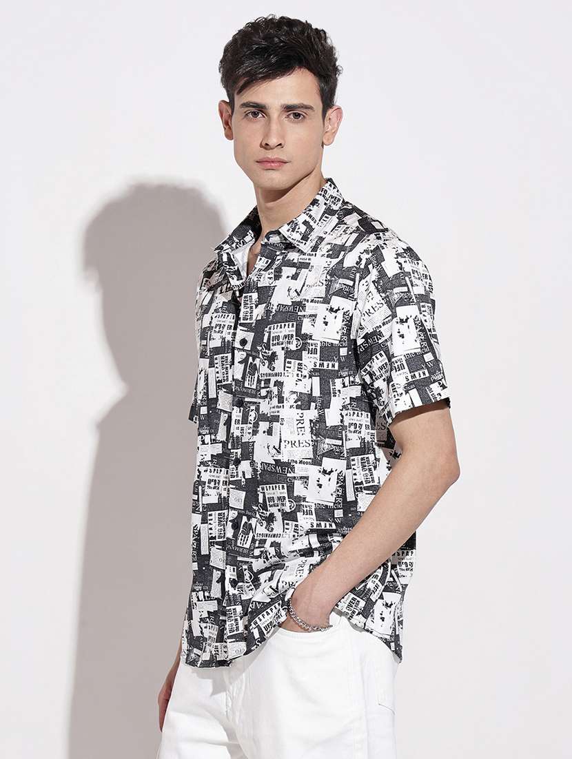 men printed short sleeve regular fit casual shirt - 22086082 -  Standard Image - 2