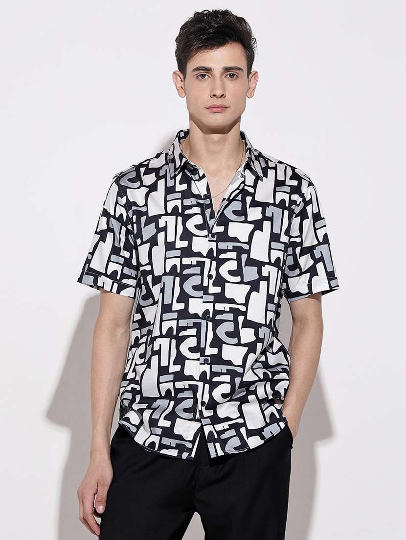 men printed short sleeve regular fit casual shirt - 22086083 -  Standard Image - 2