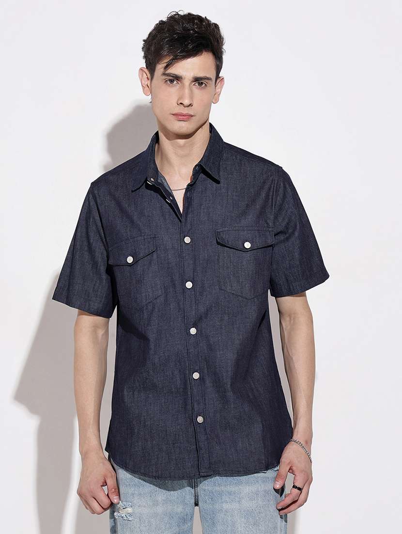 men solid short sleeve regular fit casual shirt - 22086084 -  Standard Image - 2