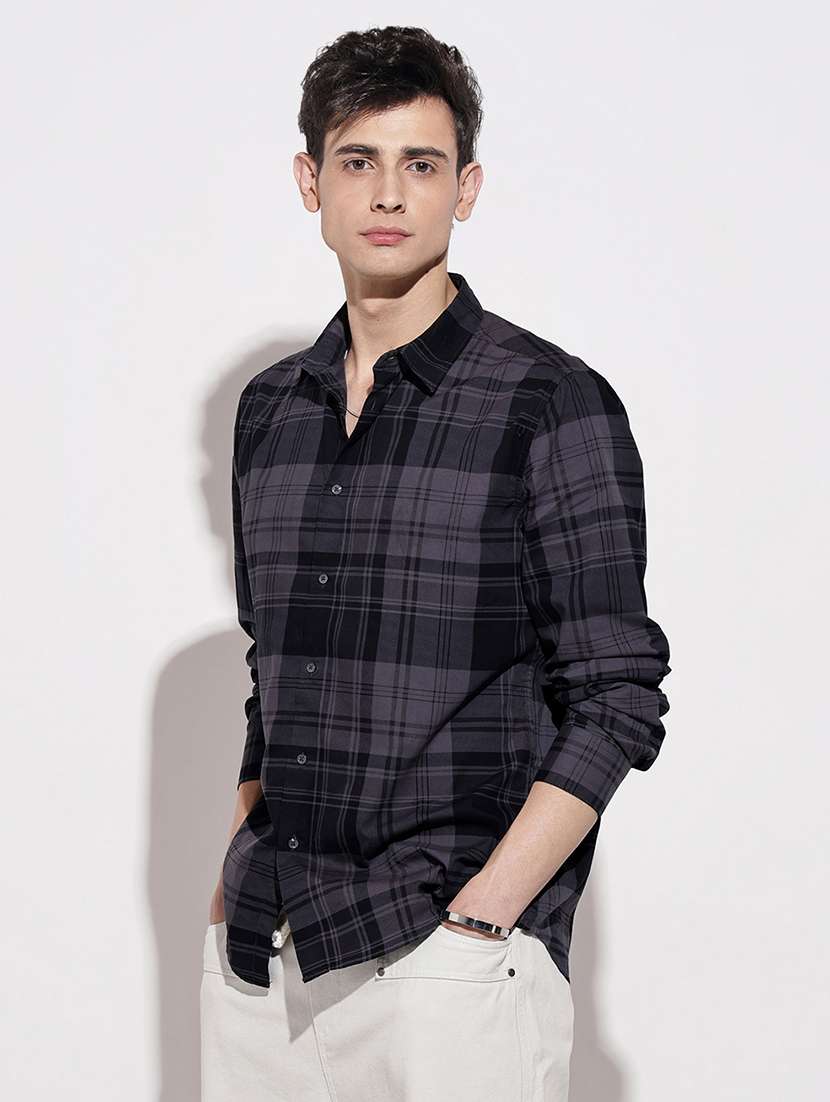 men checkered long sleeve regular fit casual shirt - 22086088 -  Standard Image - 2