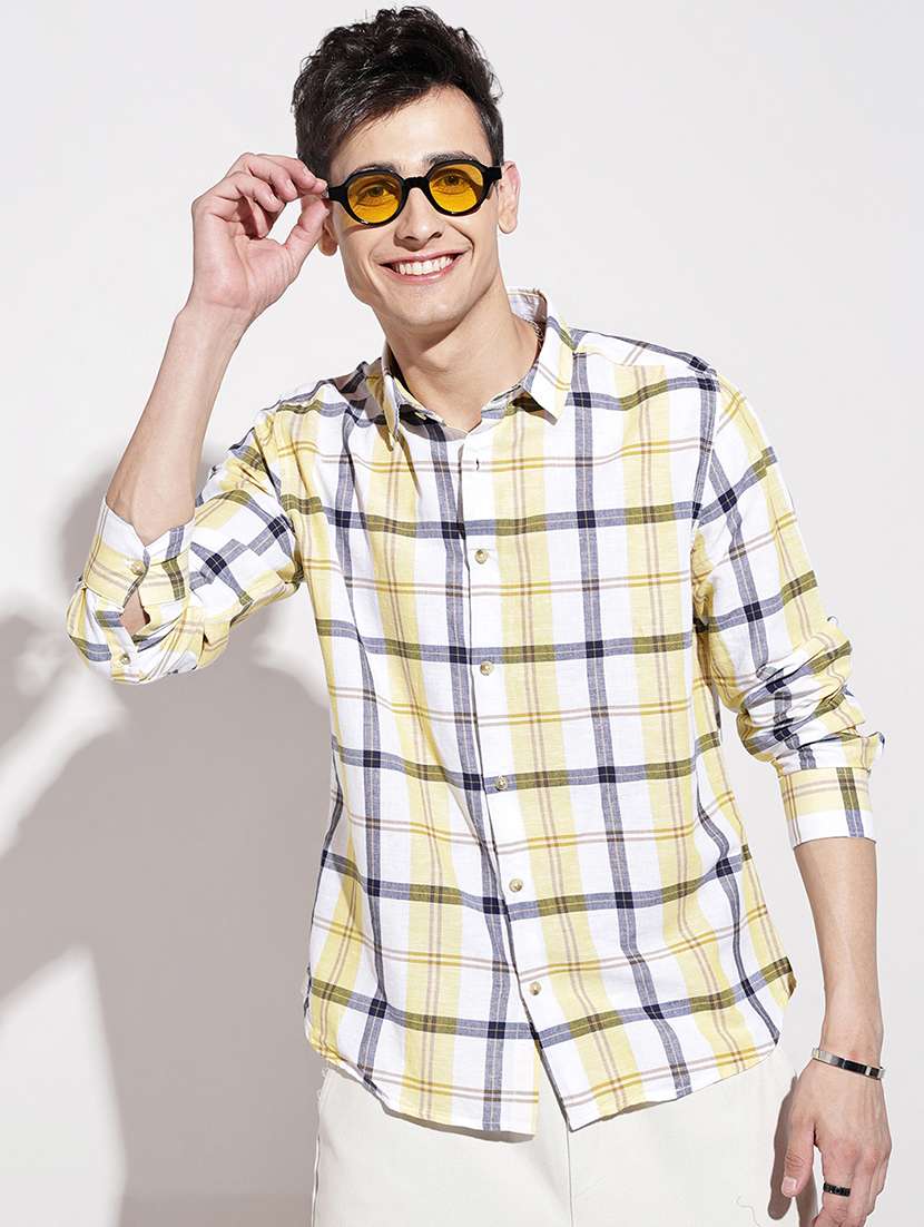 men checkered long sleeve regular fit casual shirt