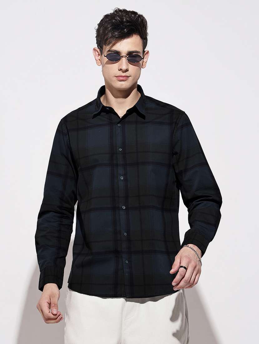 men checkered long sleeve regular fit casual shirt
