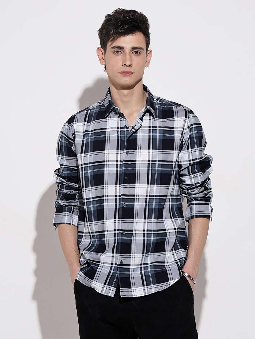 navy blue cotton casual shirt - 22086097 -  Standard Image - 2