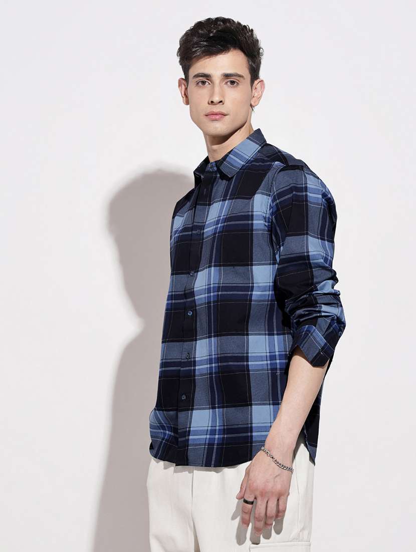 men checkered long sleeve regular fit casual shirt - 22086099 -  Standard Image - 2
