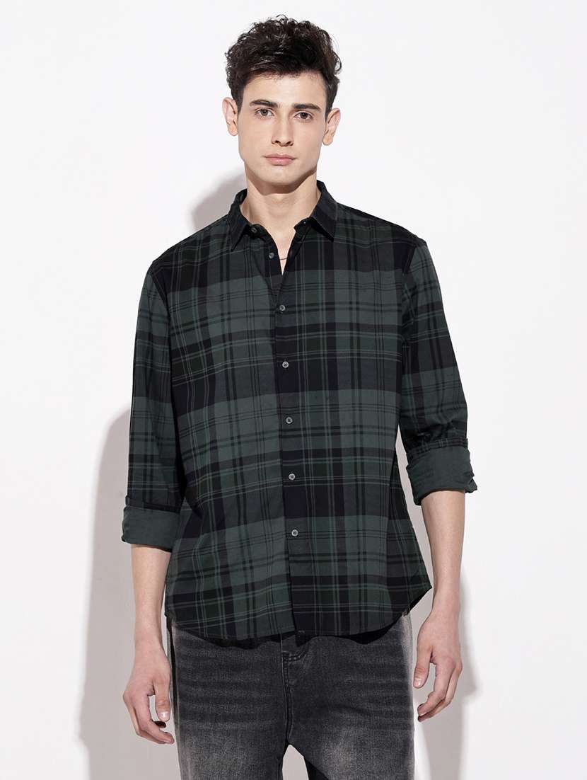 men checkered long sleeve regular fit casual shirt - 22086102 -  Standard Image - 2