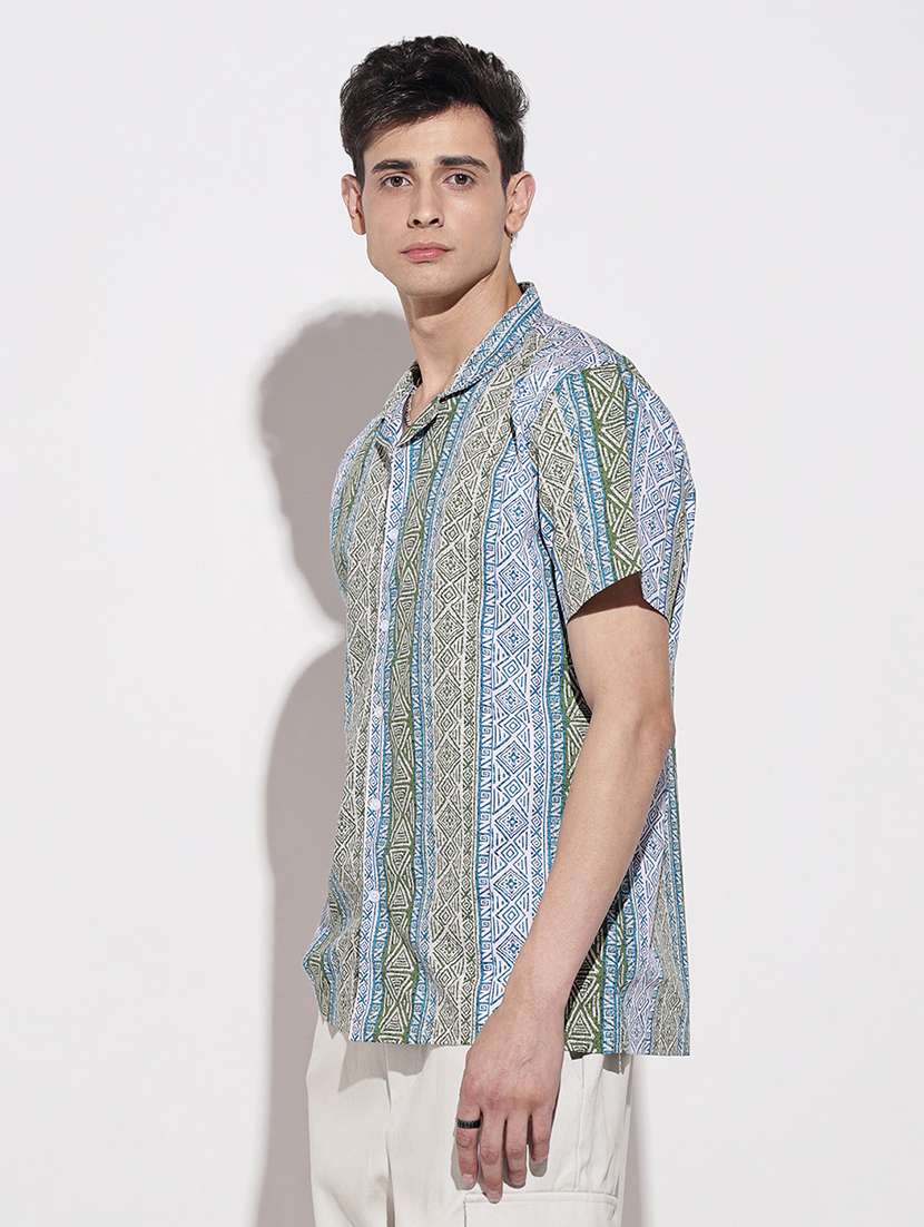 men printed short sleeve loose fit casual shirt - 22086109 - Standard Image - 2