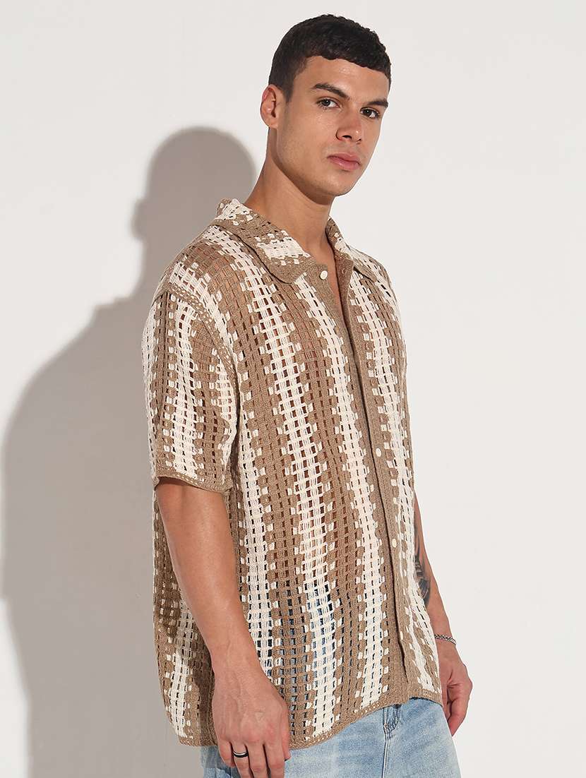 men self design short sleeve loose fit casual shirt - 22086113 -  Standard Image - 2