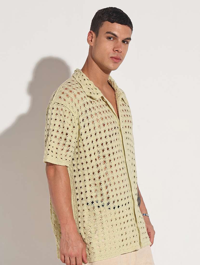 men self design short sleeve loose fit casual shirt - 22086115 -  Standard Image - 2