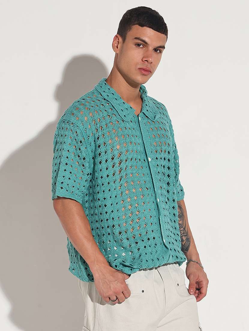 men self design short sleeve loose fit casual shirt - 22086116 - Standard Image - 2