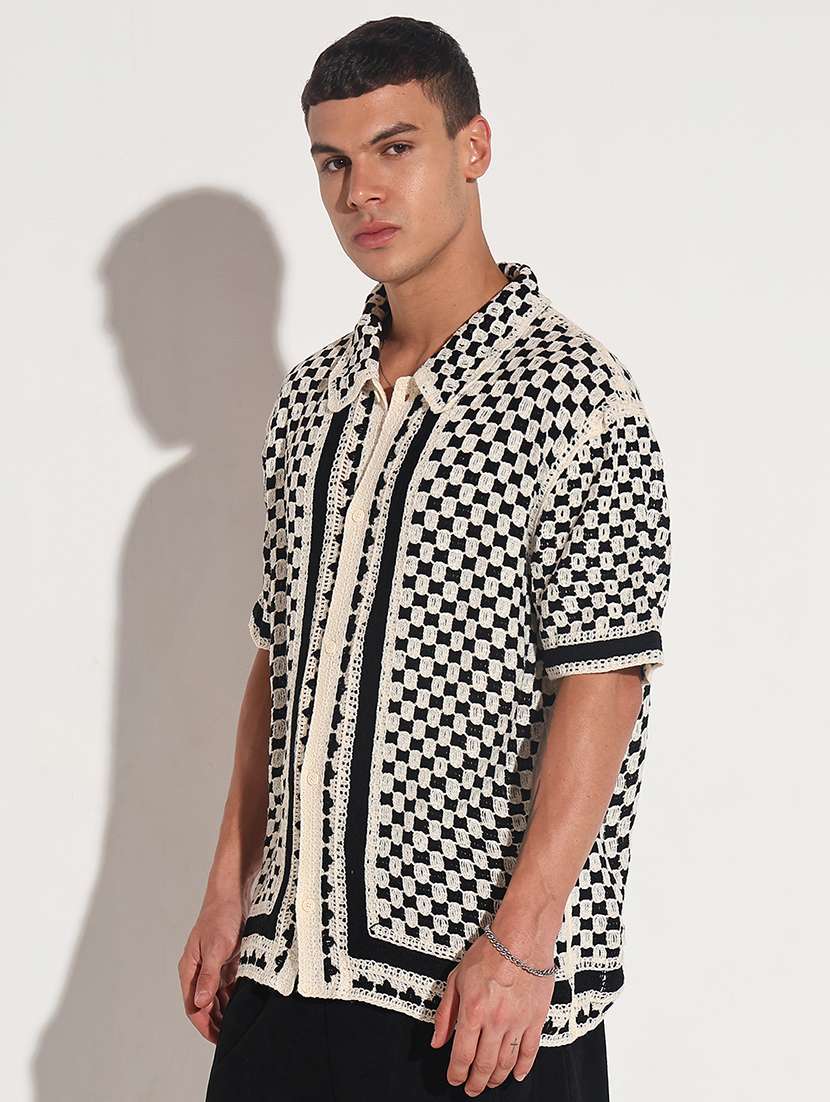 men self design short sleeve loose fit casual shirt - 22086120 -  Standard Image - 2