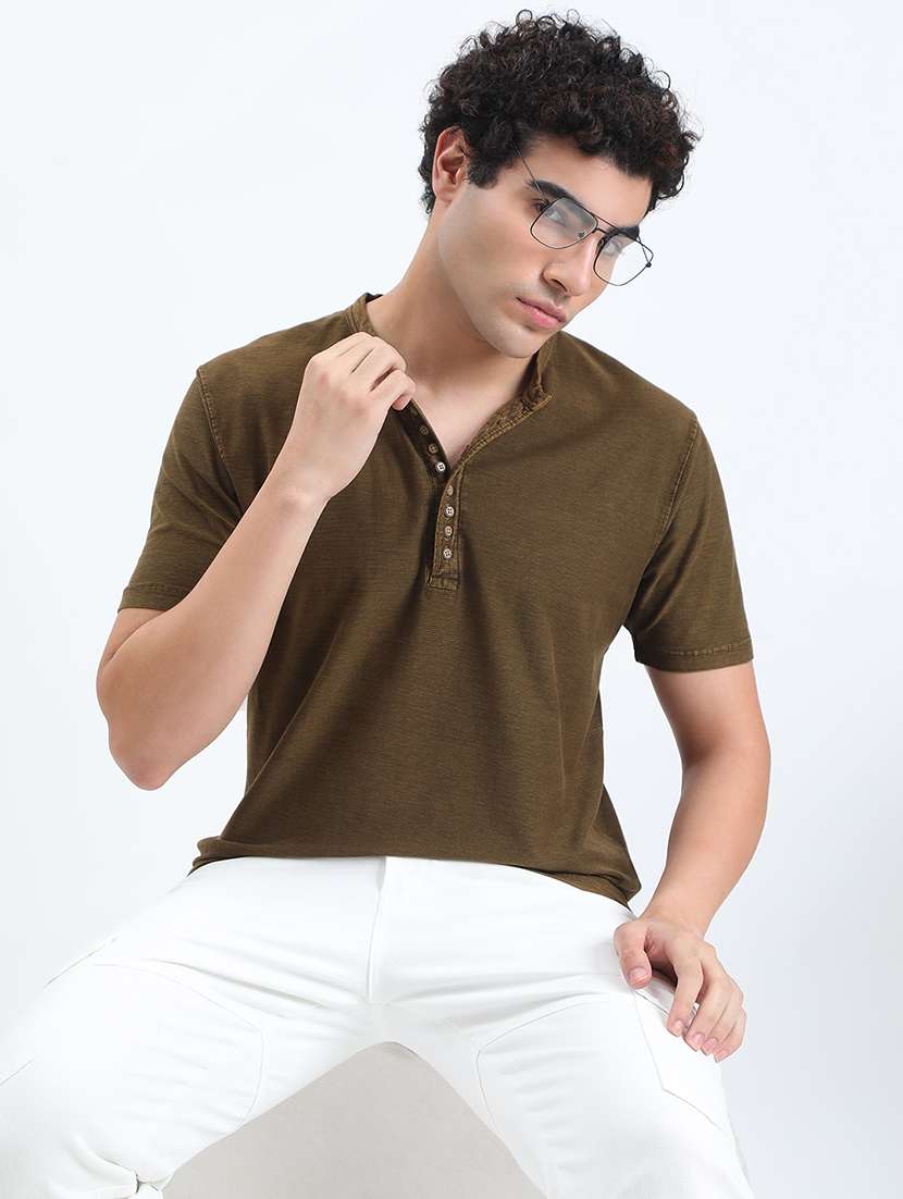 men solid short sleeve regular fit t-shirt