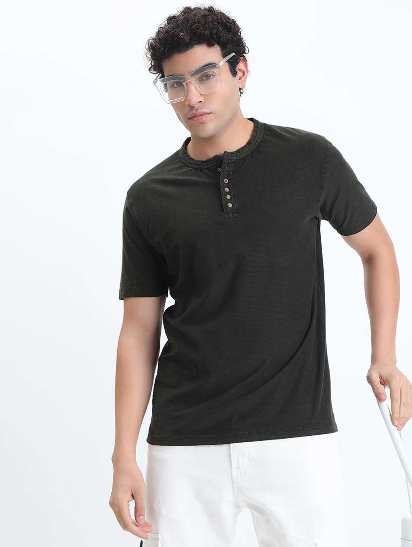 men solid short sleeve regular fit t-shirt