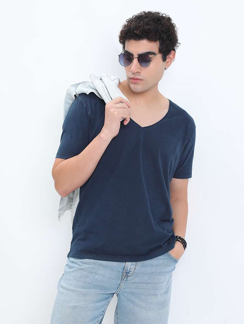 men solid short sleeve regular fit t-shirt