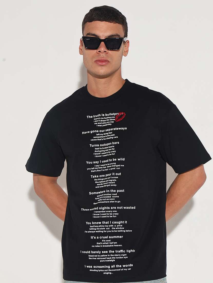 men front print short sleeve regular fit t-shirt