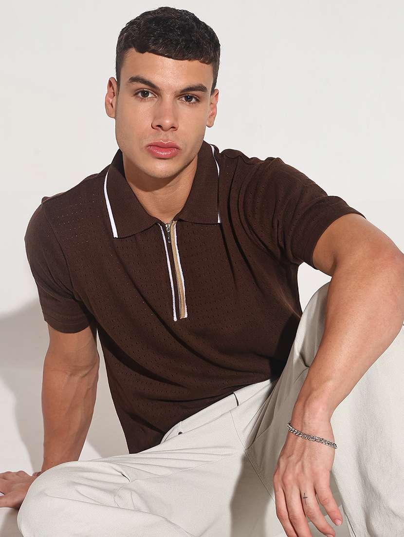 men solid short sleeve regular fit polo t-shirt