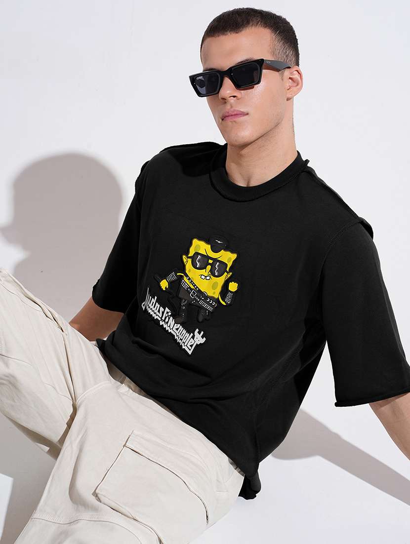 men front print short sleeve oversized t-shirt