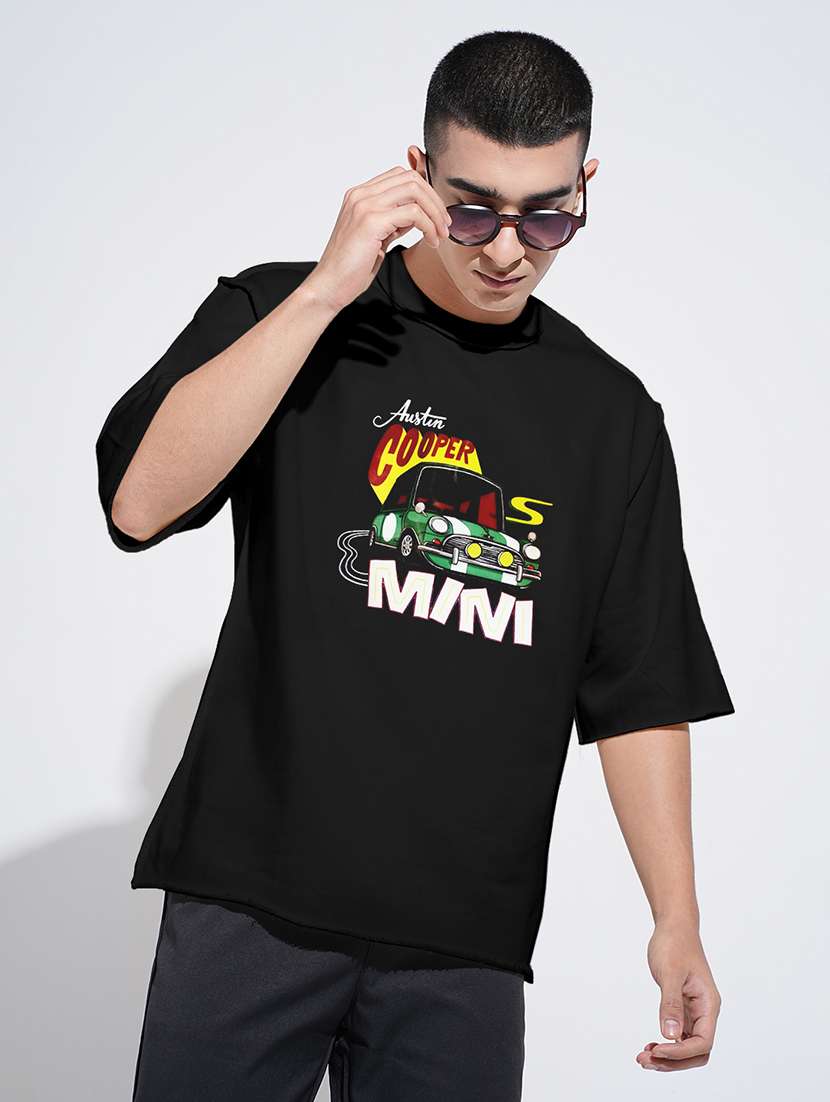 men front print short sleeve oversized t-shirt