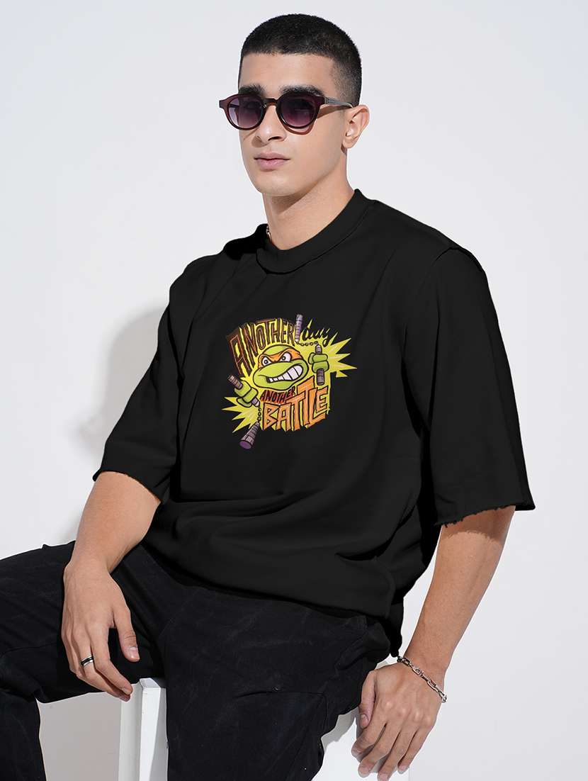 men chest print short sleeve oversized t-shirt