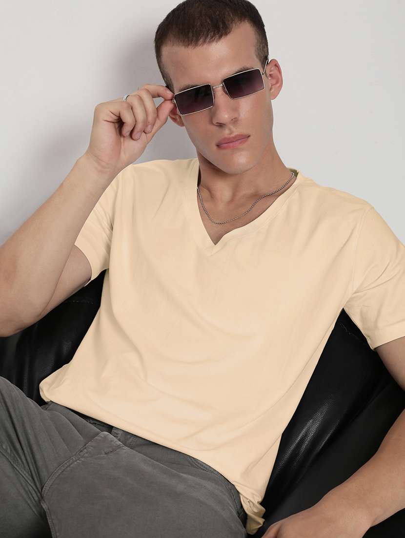 men solid short sleeve regular fit t-shirt