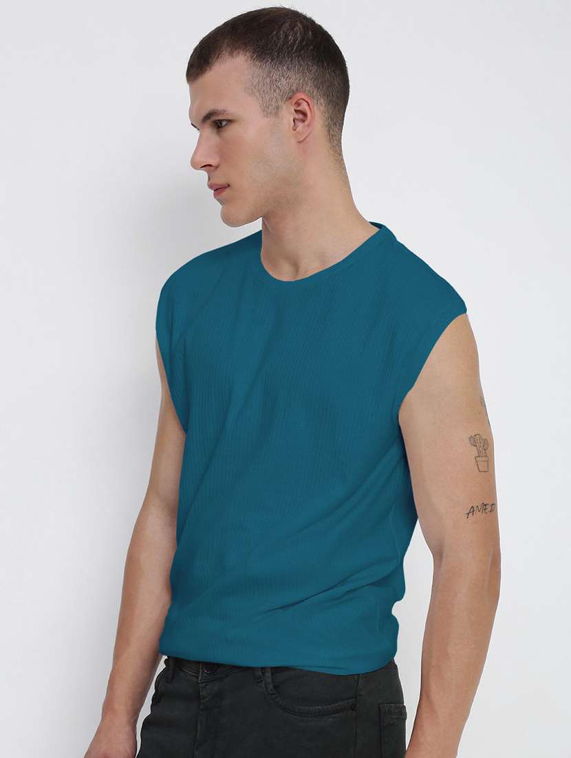 men solid sleeveless regular fit t-shirt - 22086198 -  Standard Image - 2