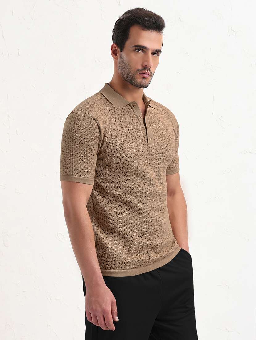 men self design short sleeve slim fit polo t-shirt - 22086204 -  Standard Image - 2
