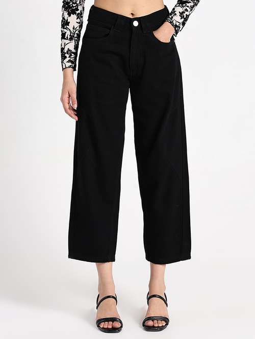 women solid mid rise wide leg jean - 22086206 -  Standard Image - 0