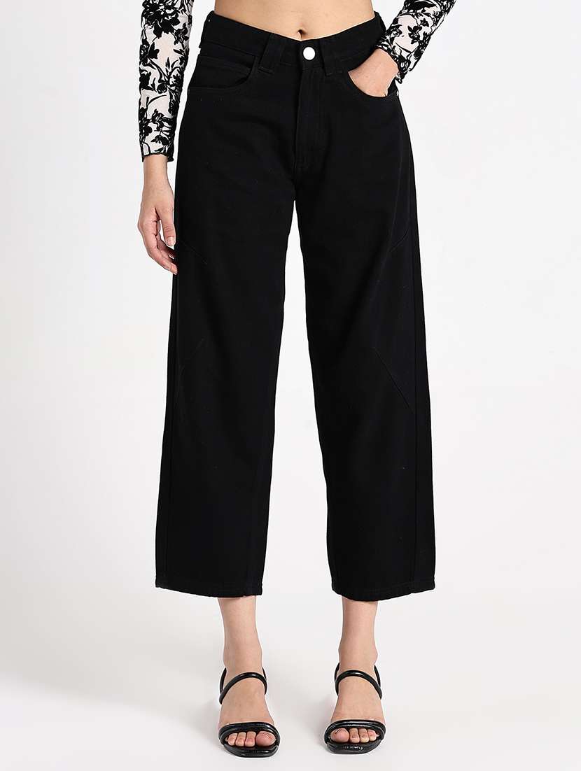 women solid mid rise wide leg jean - 22086206 -  Zoom Image - 0