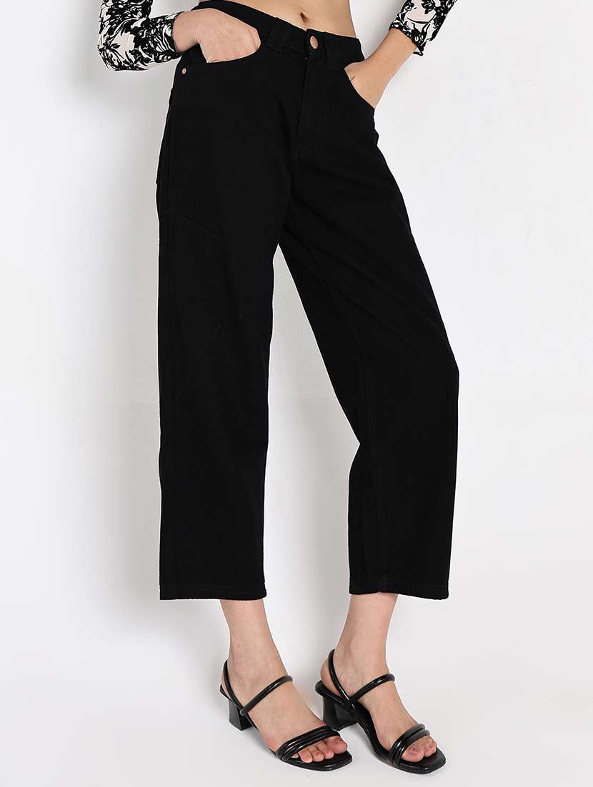 women solid mid rise wide leg jean - 22086206 - Standard Image - 2