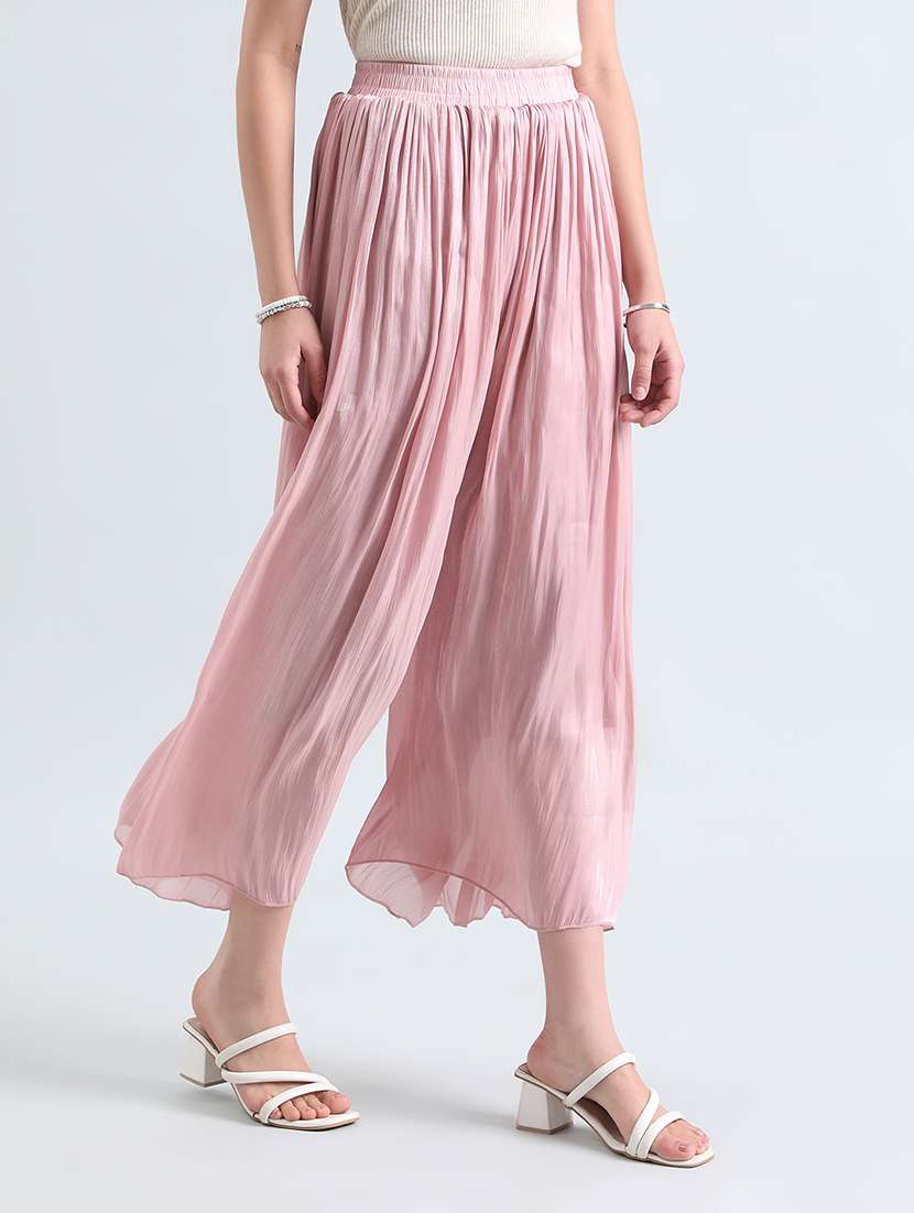 women solid mid rise flared palazzo - 22086208 - Standard Image - 2